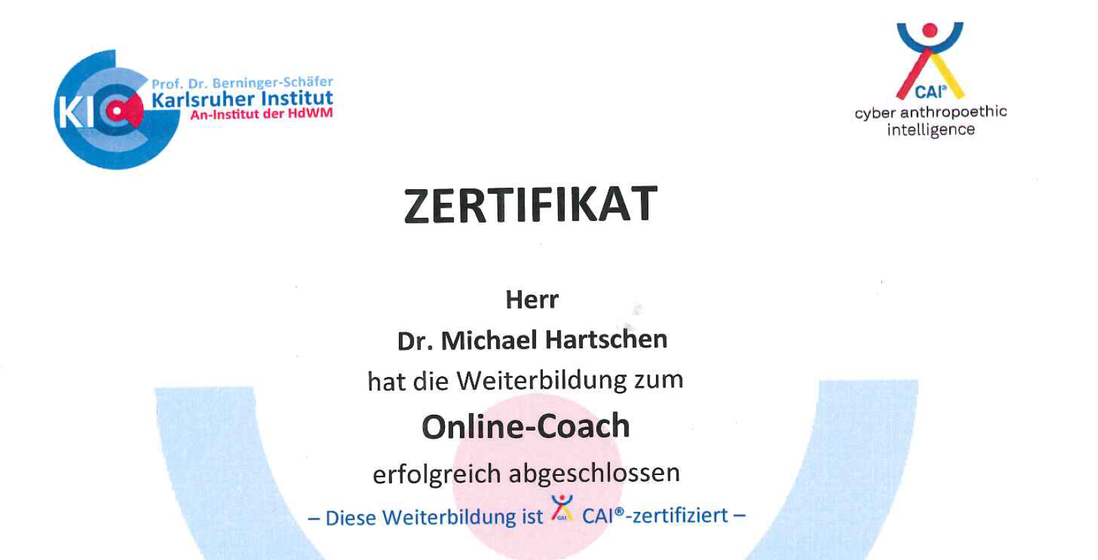 Dr Hartschen Michael Online Coach CAI Zertifikat